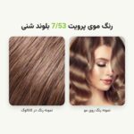 نمونه رنگ مو پرویت 7/53 بلوند شنی روی مو