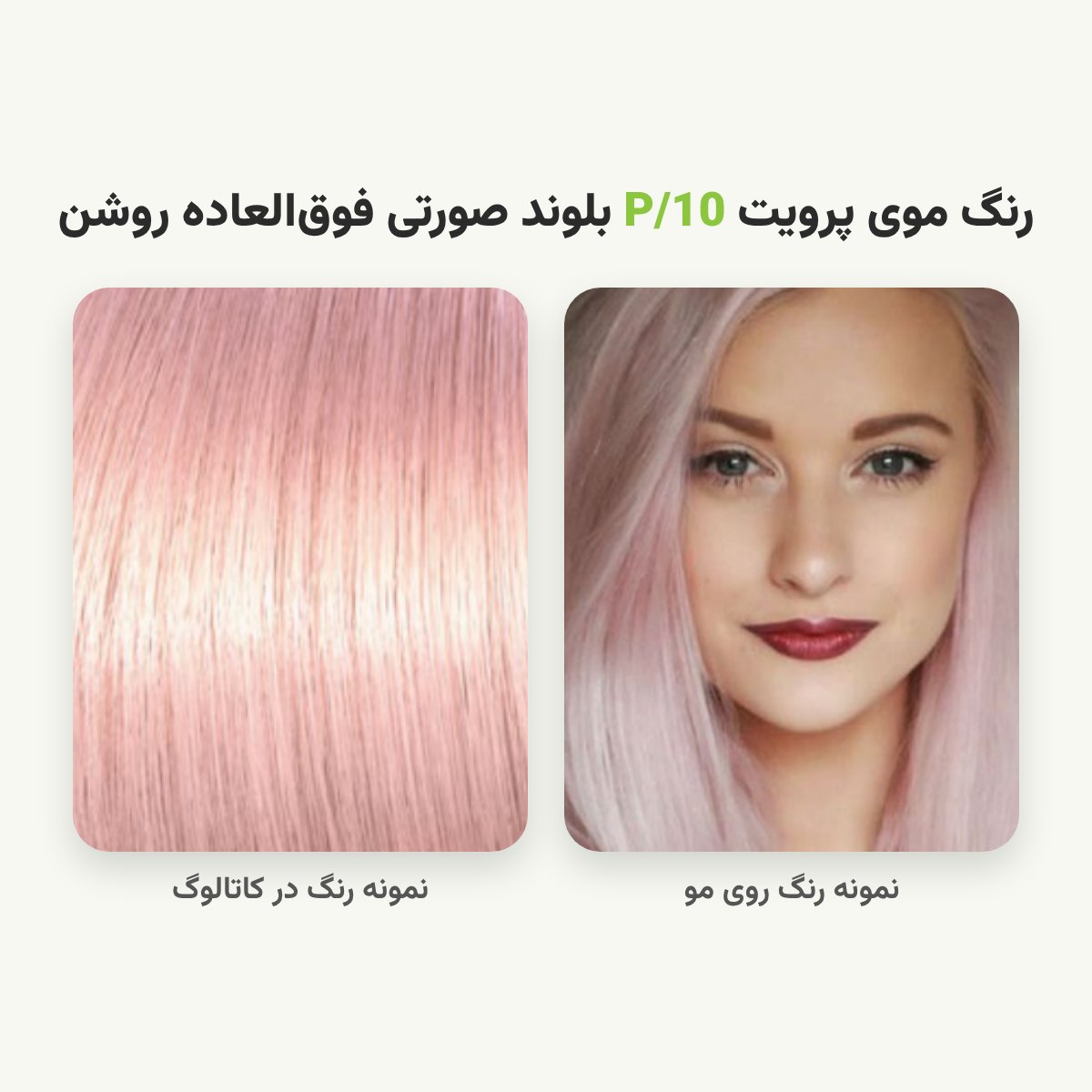 رنگ مو پرویت شماره P/10 سری صورتی رنگ بلوند صورتی فوق‌العاده روشن حجم 120 میلی لیتر